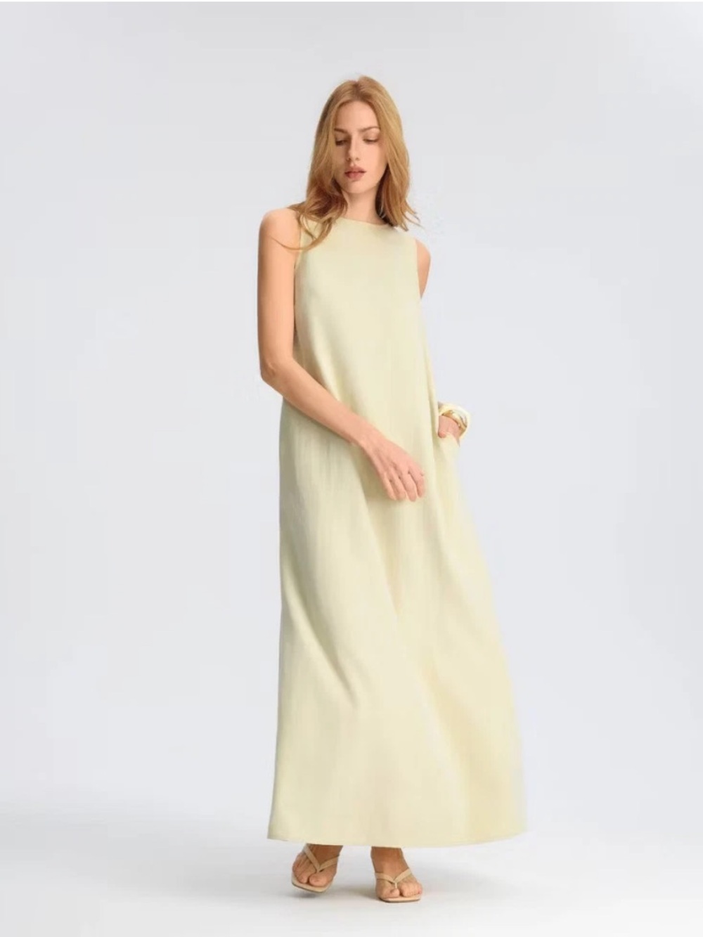 Open Back Butter Yellow Maxi Dress